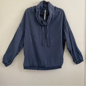 FP Free People Movement Eclipse Blue Funnel Neck Windbreaker Slouchy LG